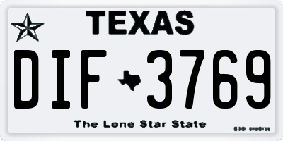 TX license plate DIF3769