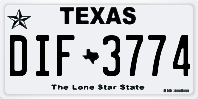 TX license plate DIF3774