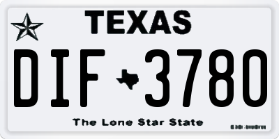 TX license plate DIF3780