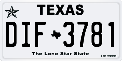 TX license plate DIF3781