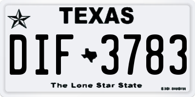 TX license plate DIF3783