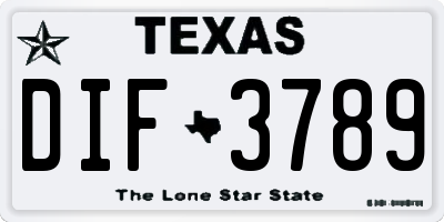 TX license plate DIF3789