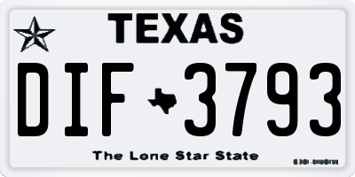TX license plate DIF3793