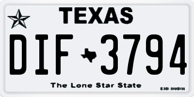 TX license plate DIF3794