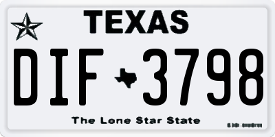 TX license plate DIF3798
