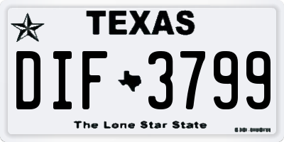 TX license plate DIF3799