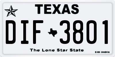 TX license plate DIF3801