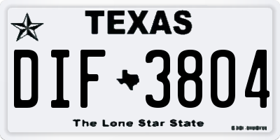 TX license plate DIF3804