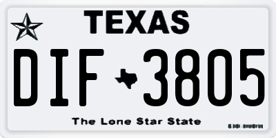 TX license plate DIF3805