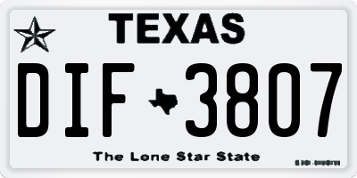 TX license plate DIF3807