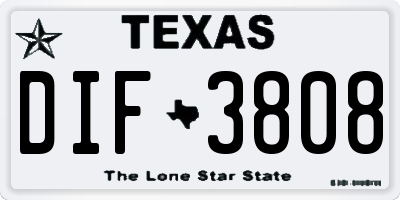 TX license plate DIF3808
