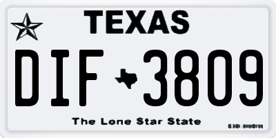 TX license plate DIF3809