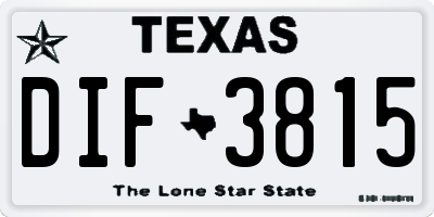 TX license plate DIF3815