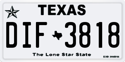 TX license plate DIF3818