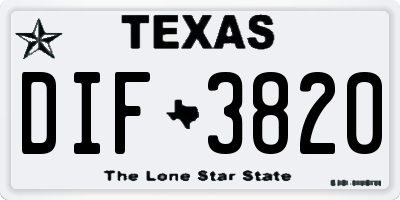 TX license plate DIF3820