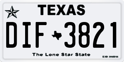 TX license plate DIF3821