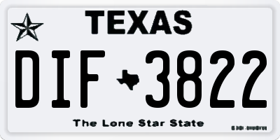 TX license plate DIF3822