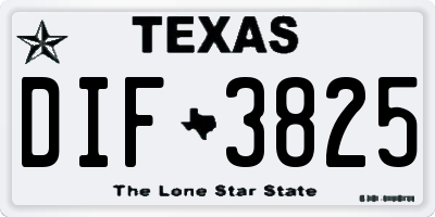 TX license plate DIF3825