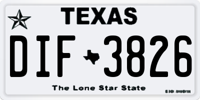TX license plate DIF3826
