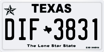TX license plate DIF3831