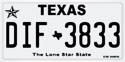 TX license plate DIF3833