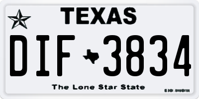 TX license plate DIF3834