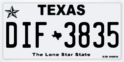 TX license plate DIF3835