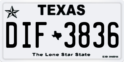 TX license plate DIF3836
