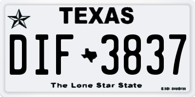TX license plate DIF3837