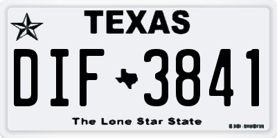 TX license plate DIF3841