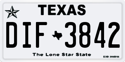 TX license plate DIF3842