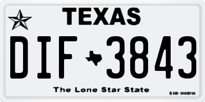 TX license plate DIF3843