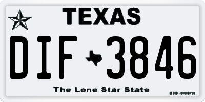 TX license plate DIF3846