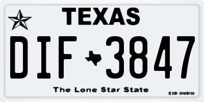 TX license plate DIF3847