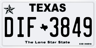 TX license plate DIF3849