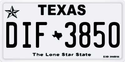 TX license plate DIF3850