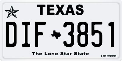 TX license plate DIF3851