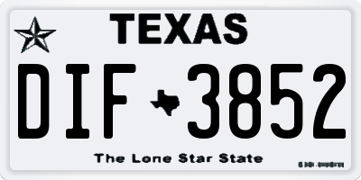 TX license plate DIF3852