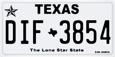 TX license plate DIF3854