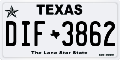 TX license plate DIF3862