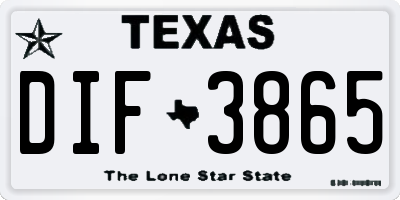 TX license plate DIF3865