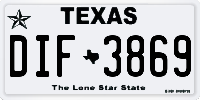 TX license plate DIF3869