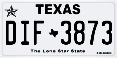 TX license plate DIF3873