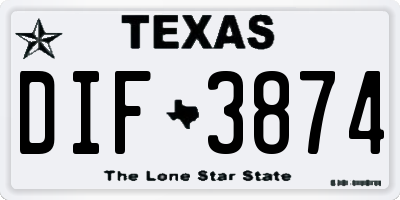 TX license plate DIF3874
