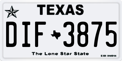 TX license plate DIF3875