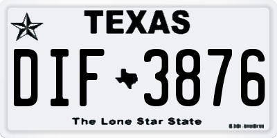 TX license plate DIF3876