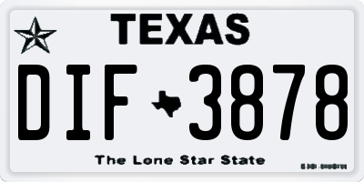 TX license plate DIF3878