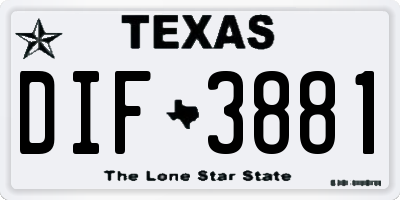 TX license plate DIF3881