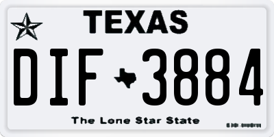 TX license plate DIF3884