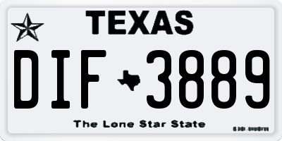 TX license plate DIF3889